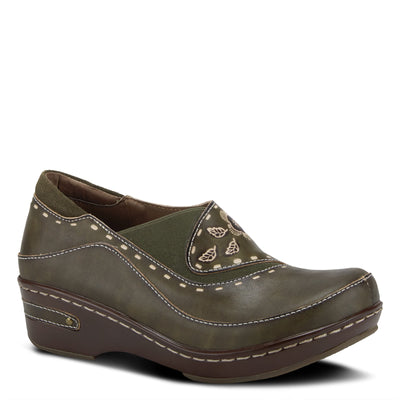 Spring Step L'Artiste Burbank Leather Clogs for Women | Designer Hand-Painted Slip-On Shoes | Ladies Casual Platform Clog for Work, Black, 39 EU/8.5 M US