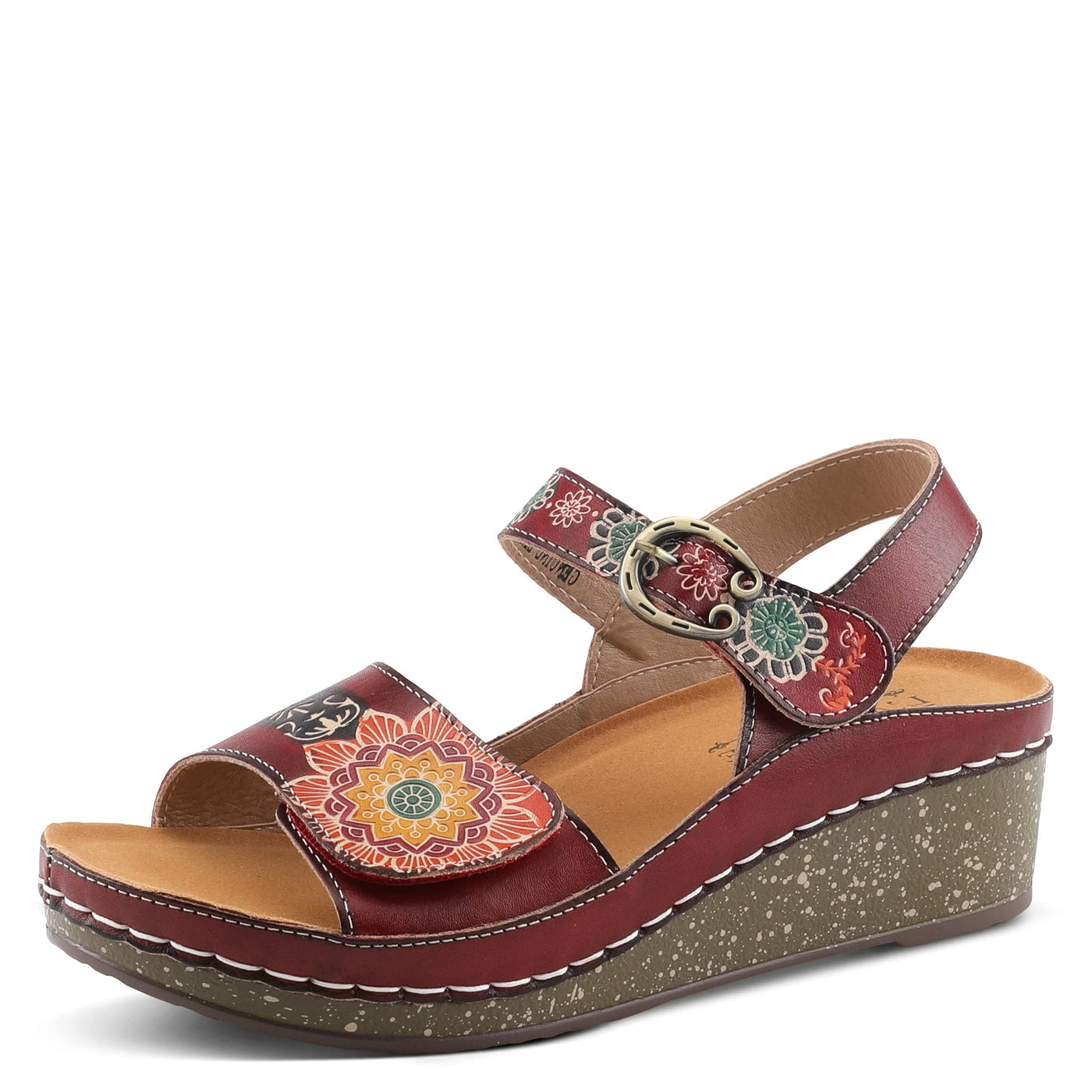 Spring Step L'Artiste Women's Roshni Wedge Sandal Red Multi EU 40 / US 9