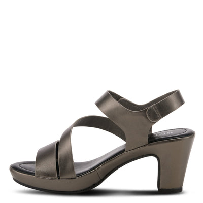 PATRIZIA Spring Step Asymadade Sandals for Women - Low Heel Slip-On Summer Sandals - Ladies Casual Platform Sandal with Hook and Loop - Pewter EU 42 / US 10.5-11