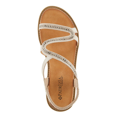PATRIZIA Women's ZIGGED Zigzag Rhinestone Platform Stretch Back Sandals Taupe EU 42 / US 10.5-11