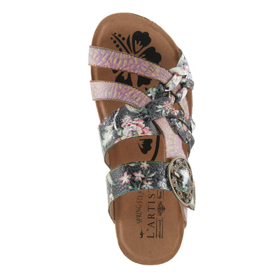 Spring Step L'Artiste Women's BRADY Hand-Painted Floral Cork Wedge Sandals Lilac Multi EU 41 / US 9.5-10