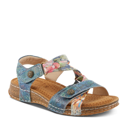 Spring Step L'Artiste Women's COLLETTE Energetic Comfort Sandals | Stylish Asymmetrical Design Blue Multi EU 37 / US 6.5-7