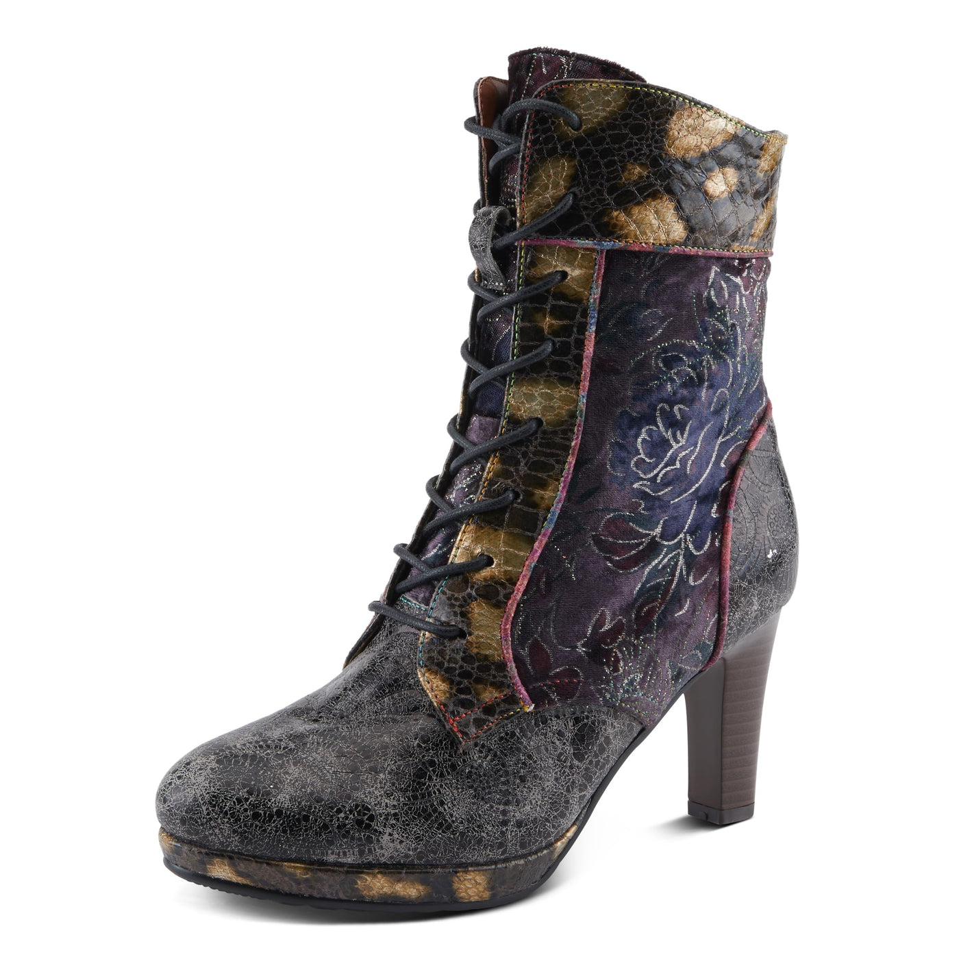 Spring Step L'Artiste Abra Women's Bold Bootie - Fierce Fashionista, Chic & Stand-Out Ankle Boots Pewter Multi EU 37 / US 6.5-7