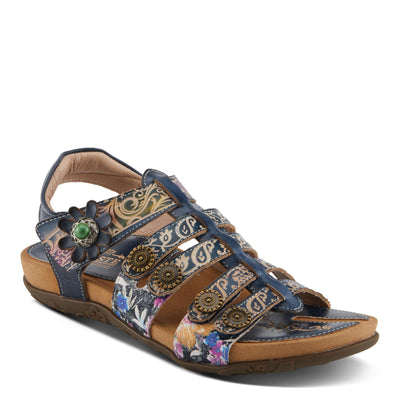 Spring Step L'Artiste Women's ACTIONETTA Artistic Sandals with Multiple Hook and Loop Closures Navy Multi EU 37 / US 6.5-7