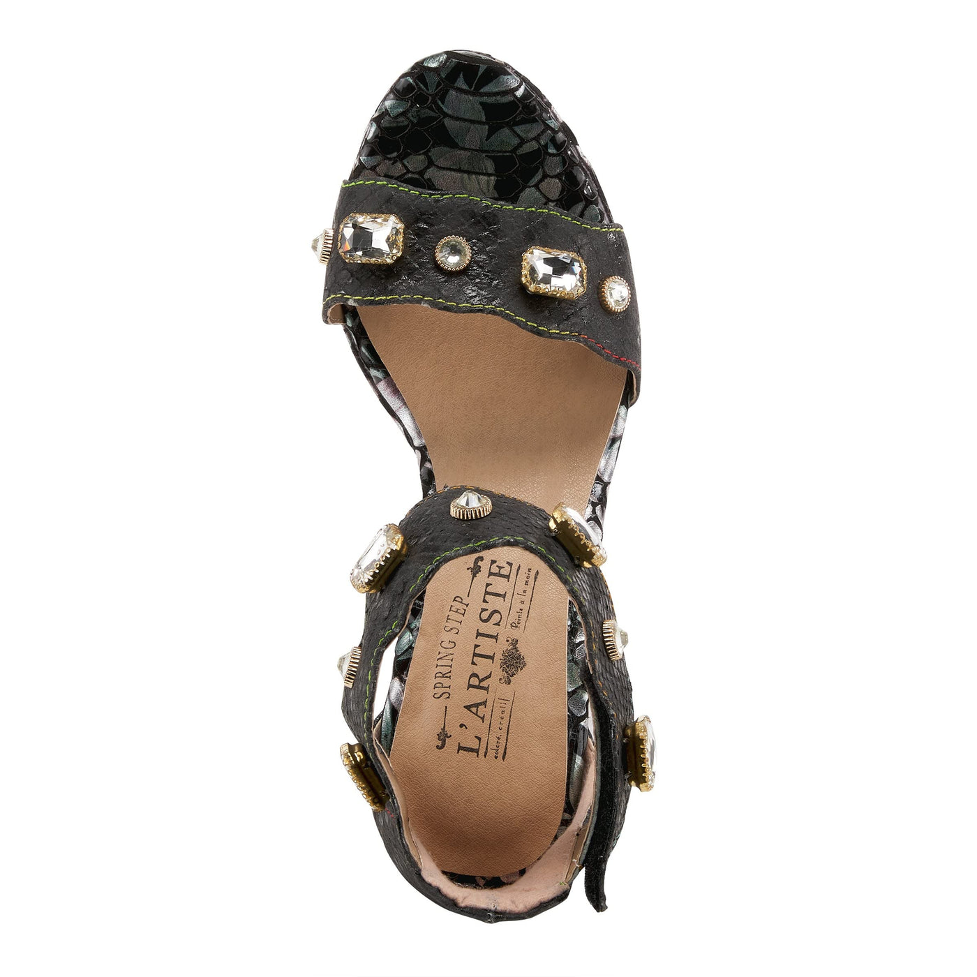 Spring Step L'Artiste Women's Jewell Quarter Strap Sandal Black EU 41 / US 9.5-10