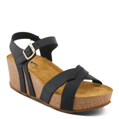 Spring Step BURTON Women's Wedge Sandals - Adjustable Buckle, Supple Leathers, Moldable Footbed