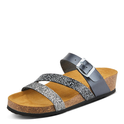 Spring Step ARENALL Women's Asymmetrical Sandals Slide - Eye-Catching Buckle Detail, Exceptional Comfort