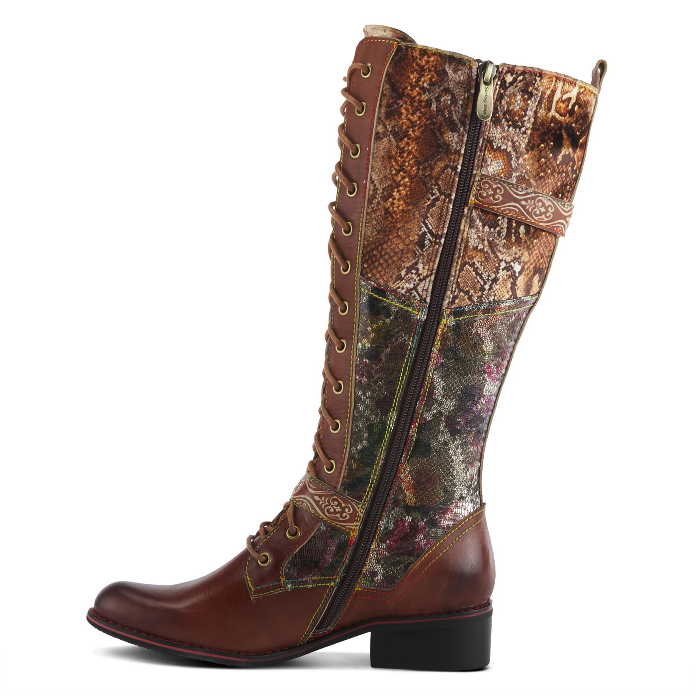 Spring Step L'Artiste Women's Vaneyck Leather Tall Boot Brown Multi EU 41 / US 9.5-10