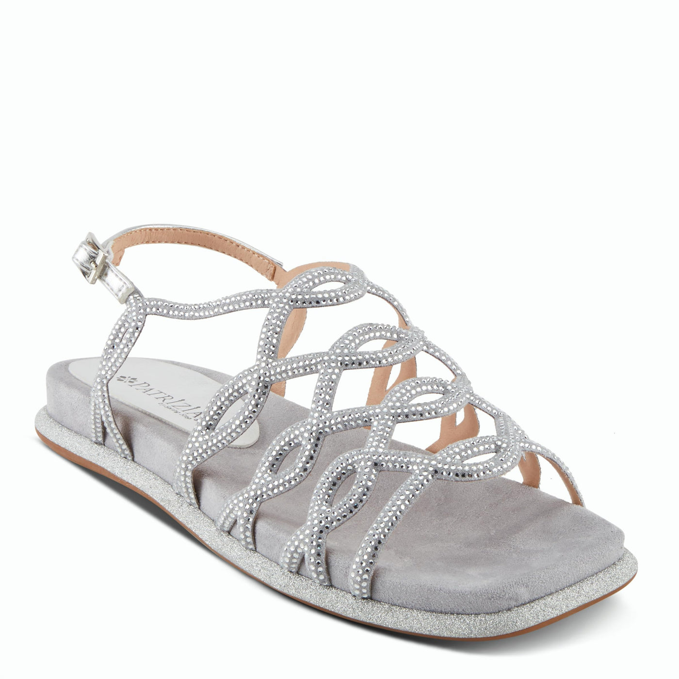 PATRIZIA Women's GLAMGLOSS Flat Sandals Silver EU 38 / US 7.5-8