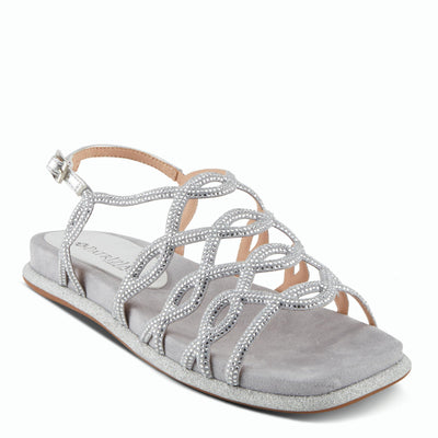 PATRIZIA Women's GLAMGLOSS Flat Sandals Silver EU 38 / US 7.5-8