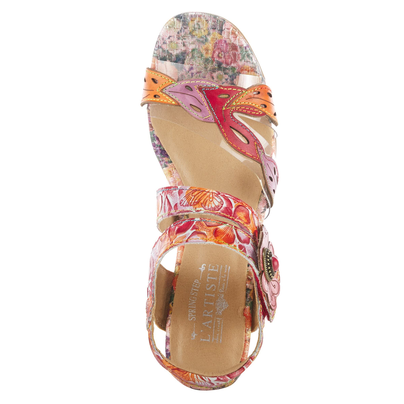 Spring Step L'Artiste Women's Caselle Quarter Strap Sandal Red Multi EU 35 / US 5