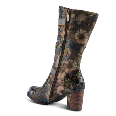 Spring Step L'Artiste Averie Women's Moto-Inspired Bootie - Quilted Upper, Metallic Prints, Decorative Straps