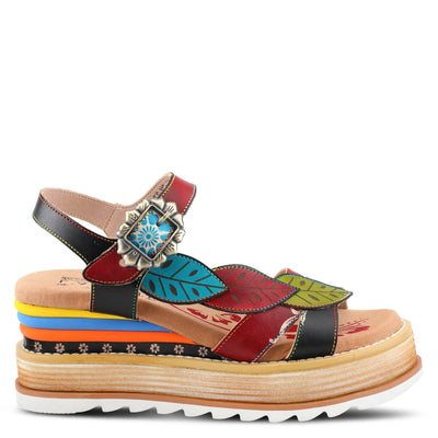 Spring Step L'Artiste Women's Irvetta Wedge Sandal Black Multi