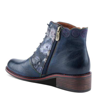 Spring Step L'Artiste Xenia Women's Lace-Up Oxford Bootie - Classic Menswear with Floral Print Shaft Navy Multi EU 40 / US 9