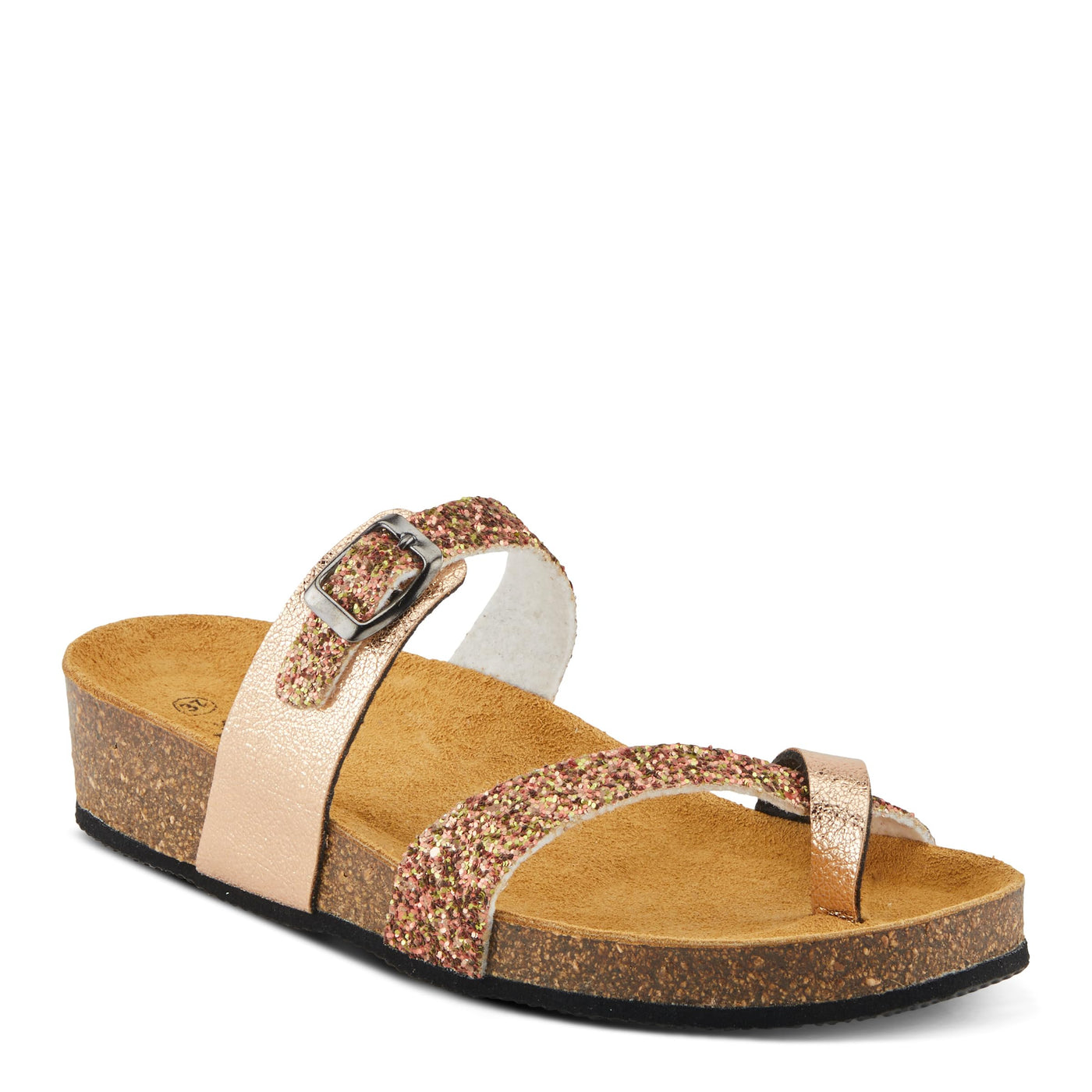 Spring Step BURCH Women's Glamorous Sandals - Glittery Upper, Toe Ring Detail, Cushioned Footbed Copper EU 37 / US 6.5-7