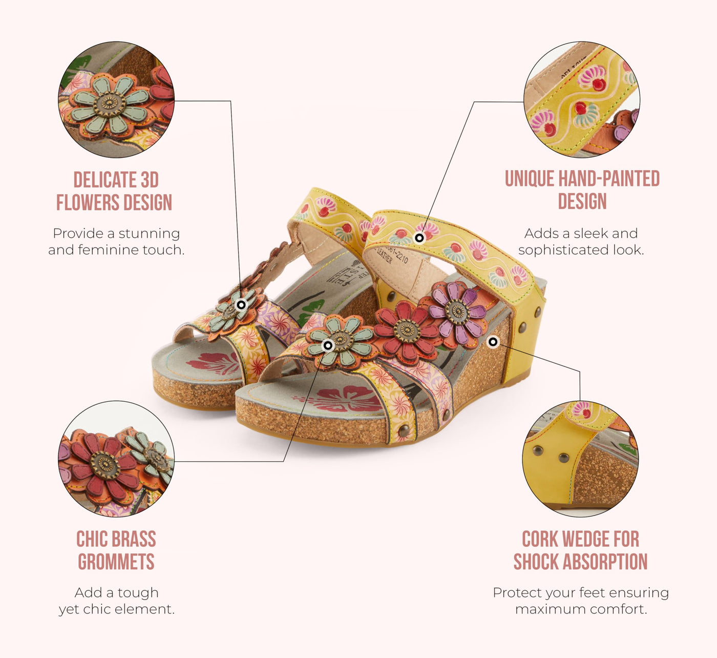 Spring Step L'Artiste Women's Delight Sandals Yellow Multi EU 37 / US 6.5-7
