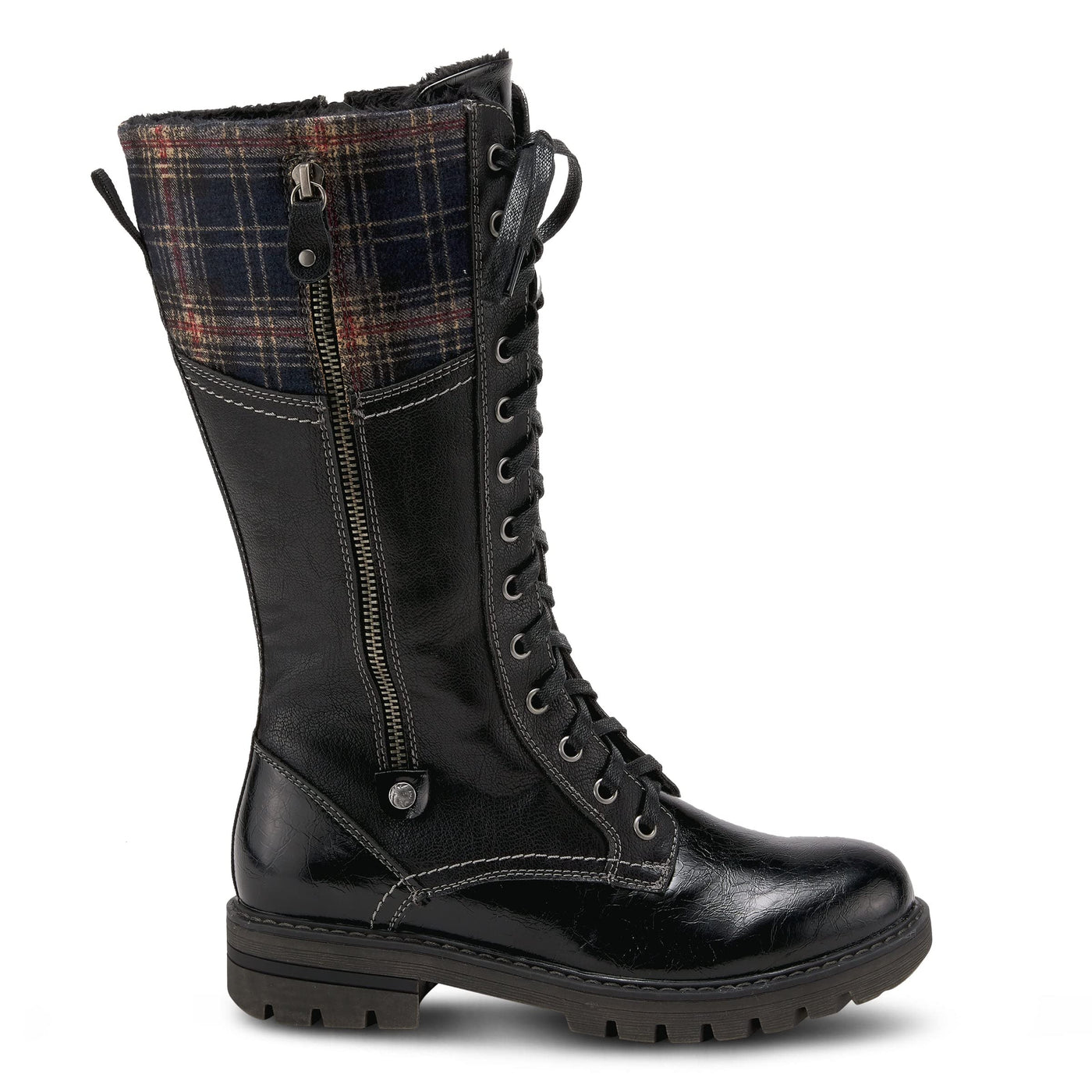 PATRIZIA Spring Step Chickeze Tall Boots for Women - Pull-On Ladies Boots with Lace-up, Zipper Closure - Womens Boots for Outdoor - Black Multi EU 39 / US 8.5