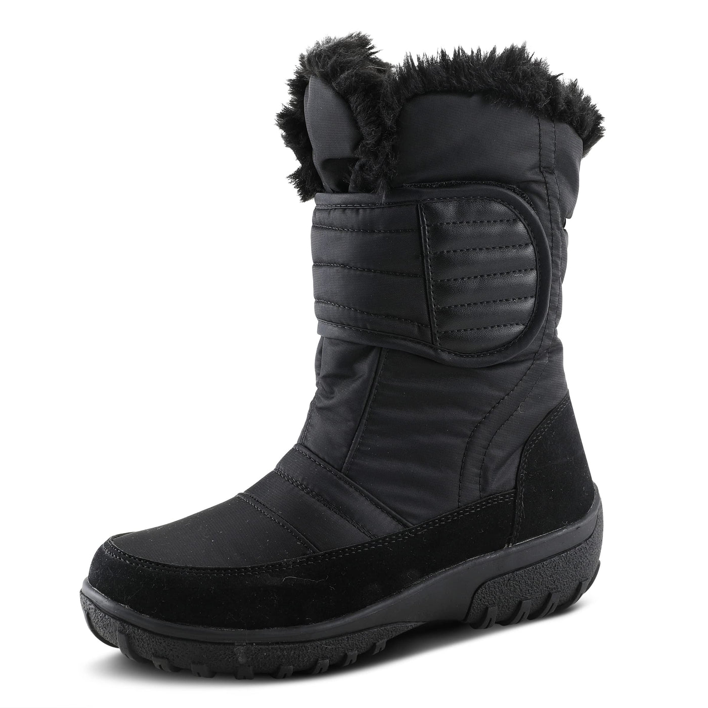 Flexus Spring Step Karpen Mid Calf Boots for Women - Ladies Waterproof Nylon Boots with Zipper - Womens Snow Boots for WinterBlack EU 38 / US 7.5-8
