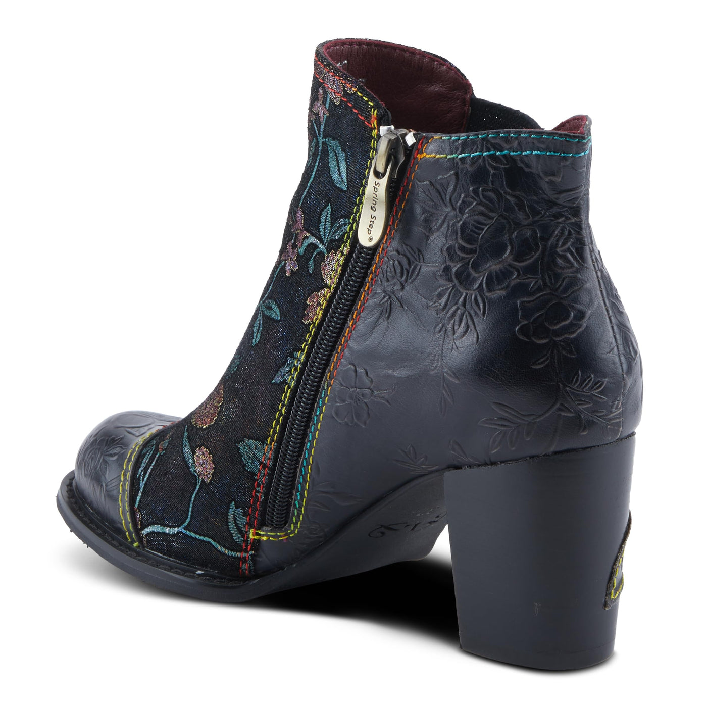 Spring Step L'Artiste Ceja Women's Embossed Floral Bootie - Cap Toe, Eye-Catching Ankle Boots with Unique Patterns