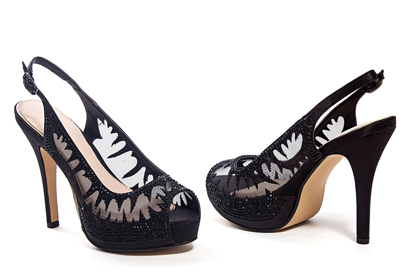 Lady Couture DREAM Mesh Slingback Platform With Stones