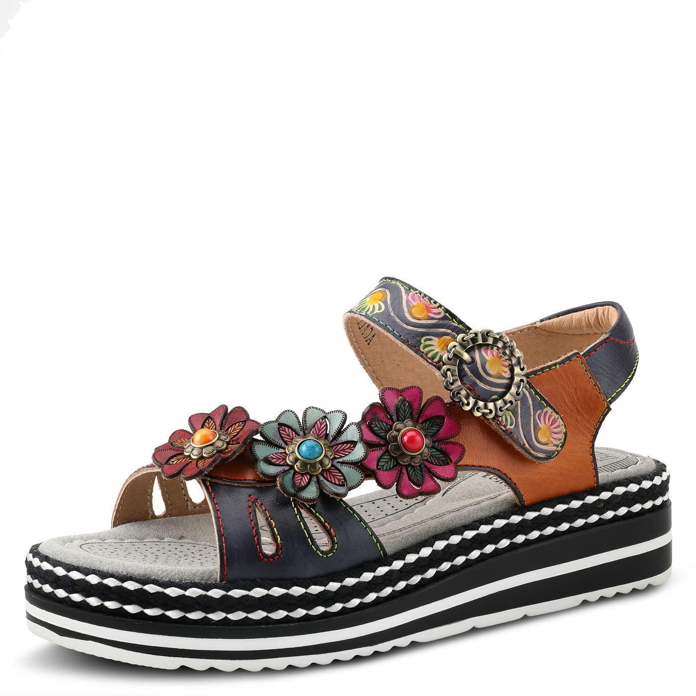 Spring Step L'Artiste Women's Laga Slide Sandal Navy Multi EU 36 / US 5.5-6