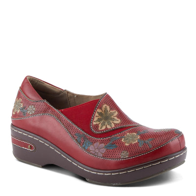 Spring Step L'Artiste Burbank-Flower Women's Bohemian Clogs - Perforated Leather, Artistic Flair, Luxurious Comfort Red Multi EU 39 / US 8.5