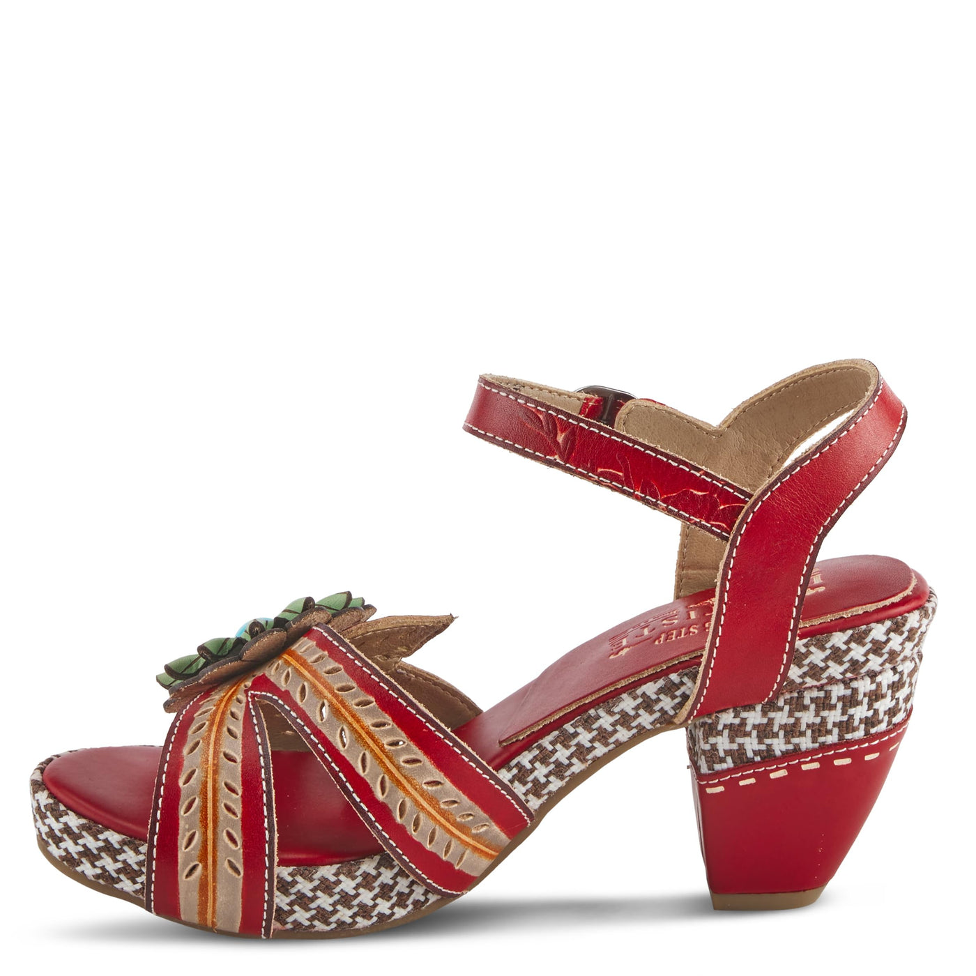Spring Step L'Artiste Women's Astarr Ankle Strap High Heel Sandal Red Multi EU 39 / US 8.5