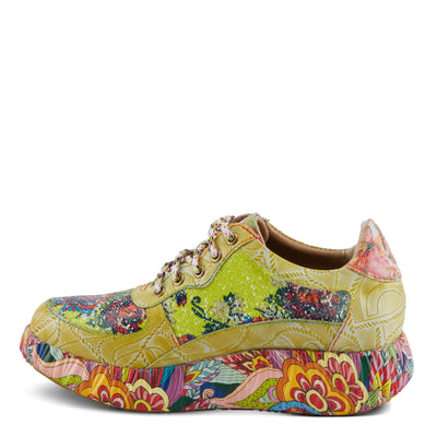 Spring Step L'Artiste Women's CAFFEY Multicolored Fashion Sneakers | Unique Energetic Patterns Lime Green Multi EU 37 / US 6.5-7
