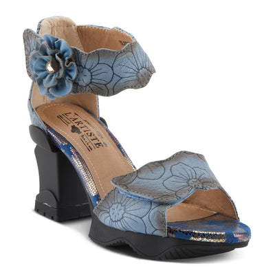Spring Step L'Artiste Women's SUPERCOOL Heeled Sandals - Embossed Design, Hook and Loop Closure Blue EU 39 / US 8.5