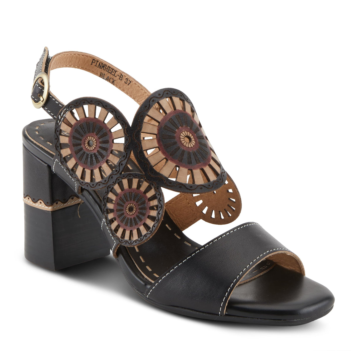L'Artiste by Spring Step Women's Pinwheel Sandal, Black, 8.5