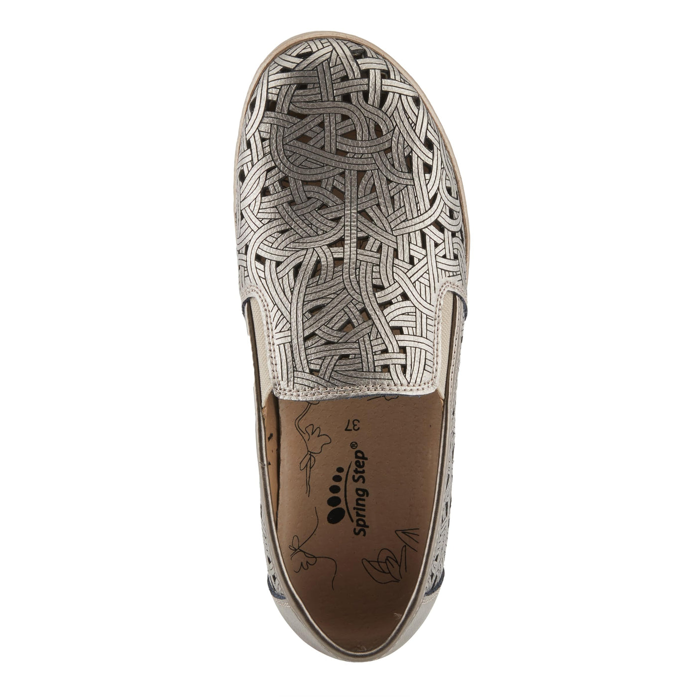 Spring Step NIFONELA Women's Slip-On Sneaker - Elastic Gore, Laser Cut Details, Removable Insole Pewter EU 37 / US 6.5-7