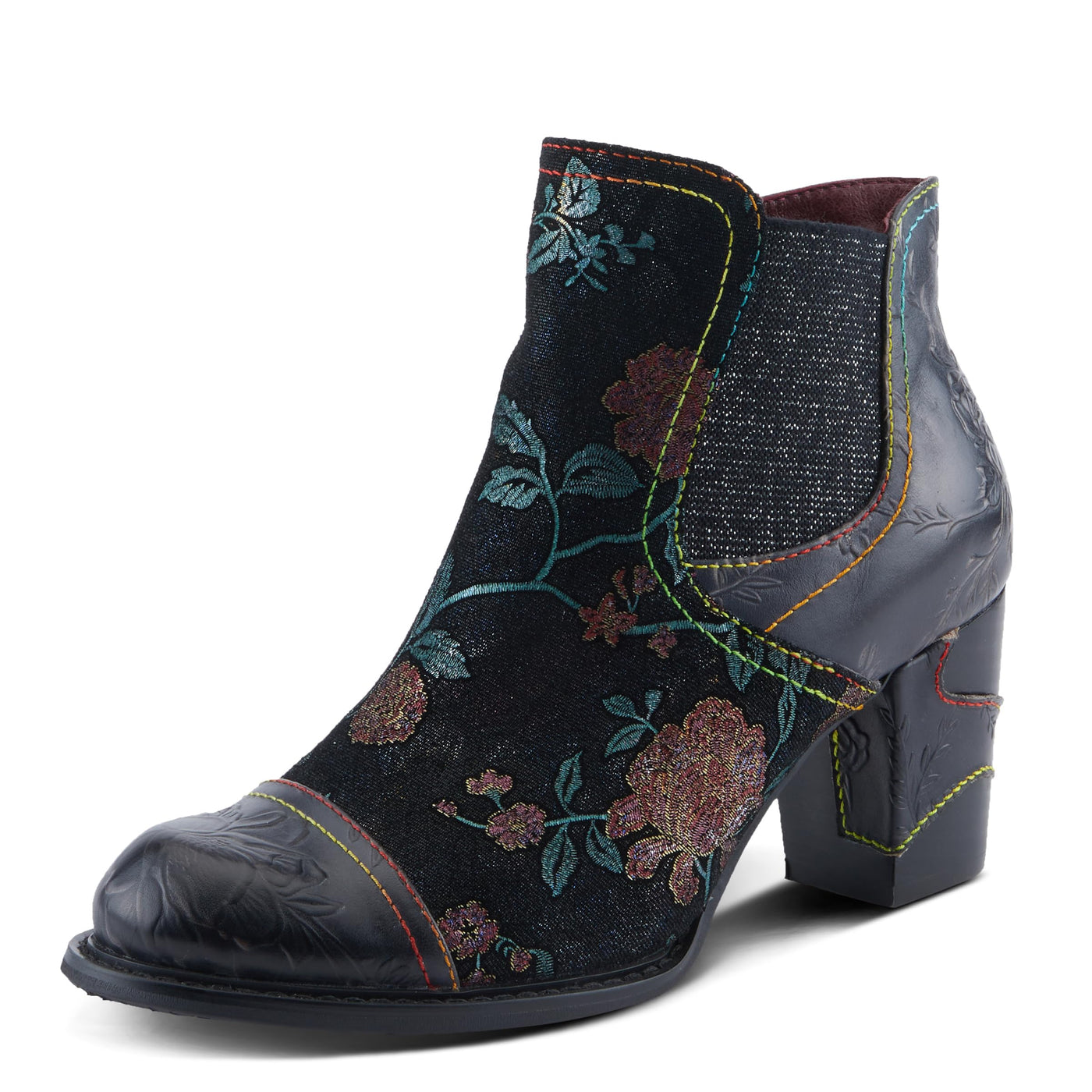 Spring Step L'Artiste Ceja Women's Embossed Floral Bootie - Cap Toe, Eye-Catching Ankle Boots with Unique Patterns
