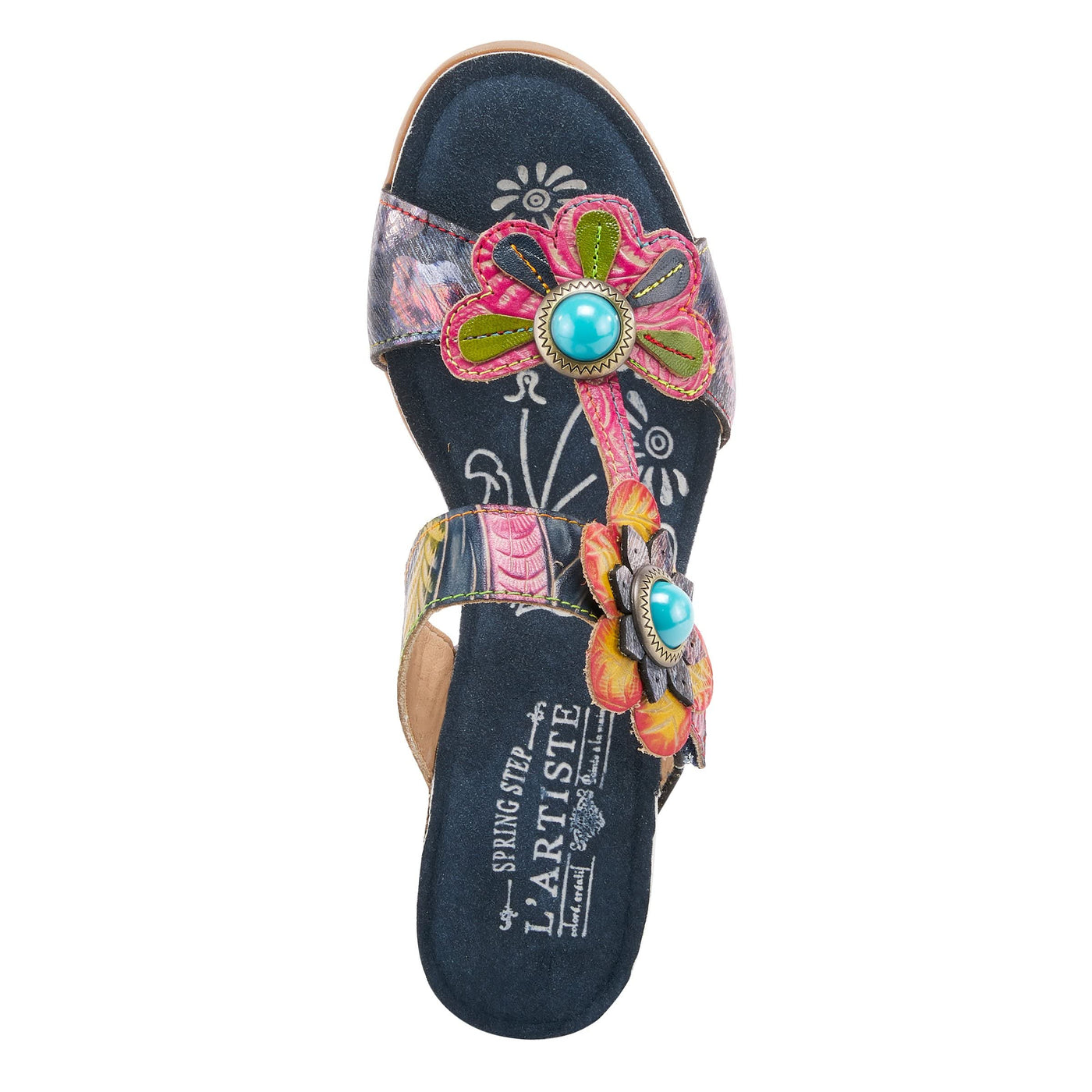 Spring Step L'Artiste Women's Bari Slide Sandal Navy Multi EU 42 / US 10.5-11