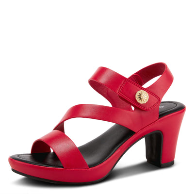 PATRIZIA Spring Step Asymadade Sandals for Women - Low Heel Slip-On Summer Sandals - Ladies Casual Platform Sandal with Hook and Loop - Red EU 37 / US 6.5-7