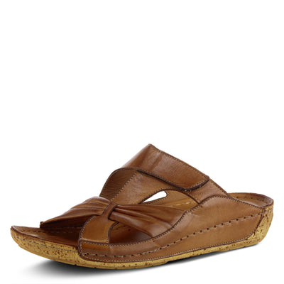 Spring Step Women's Style Gretta Brown Euro Size 38 Leather Slide Sandal