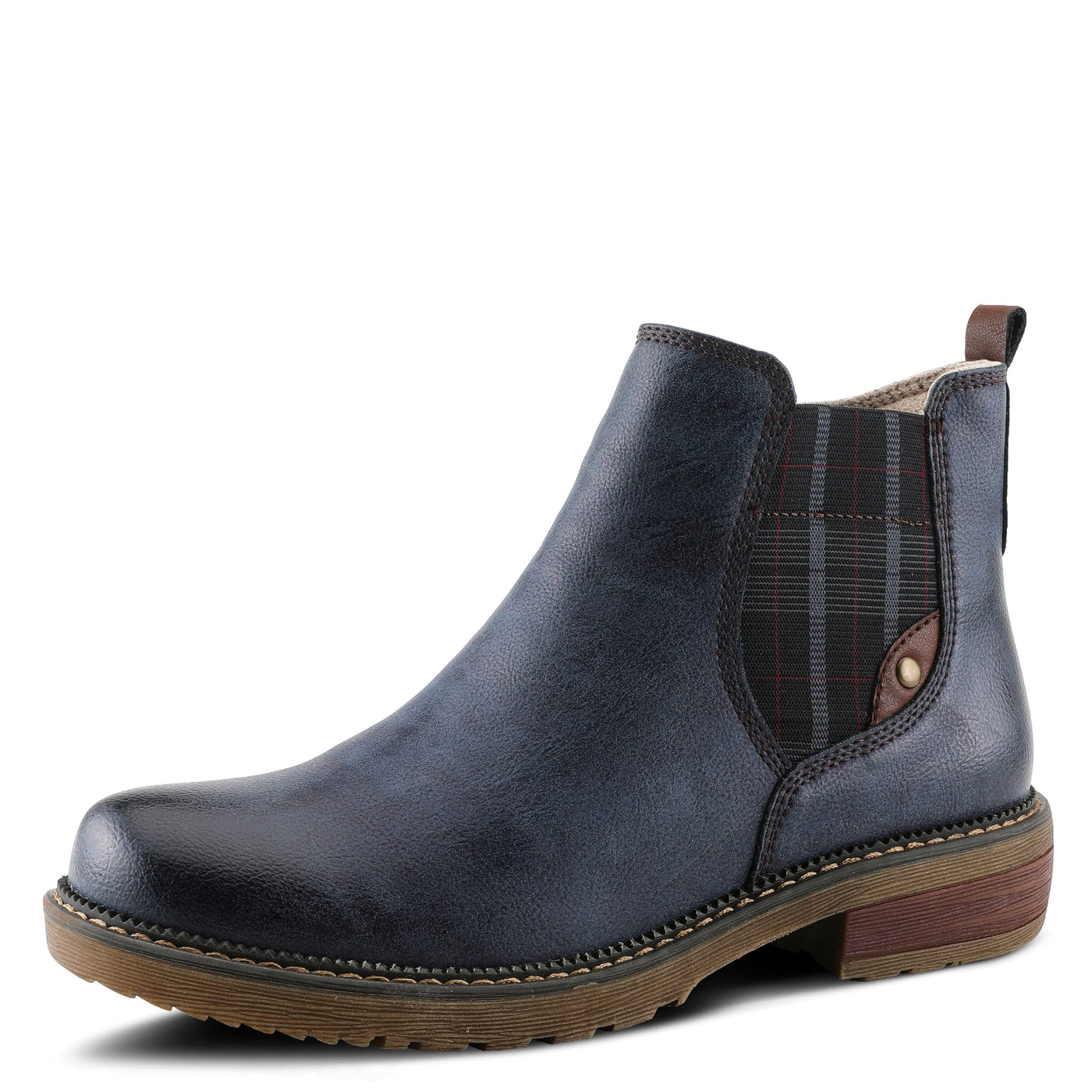 Spring Step Women's Nonia Sneaker for Women | Chelsea Inspired Ankle Boots with Plaid Elastic Stretch Navy EU 37 / US 6.5-7