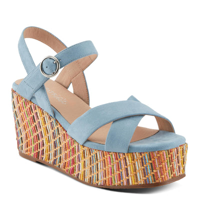 PATRIZIA Women's RAINBOWFUN Multicolor Quarter Strap Wedge Sandals Blue EU 39 / US 8.5