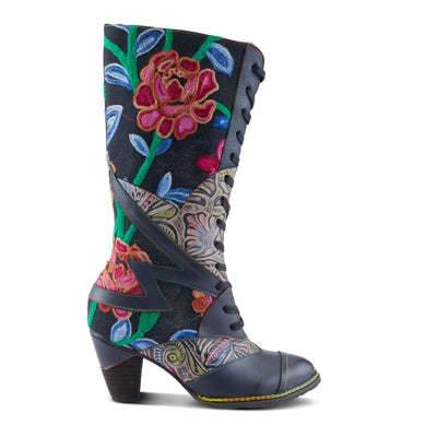 L'Artiste by Spring Step Women's Malagie-Rose Mid Calf Boot, Navy Multi, 7