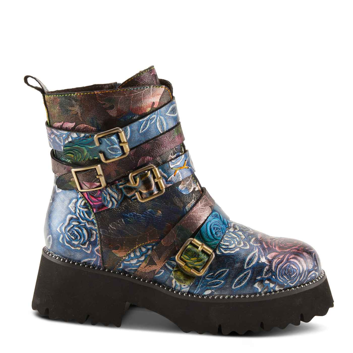Spring Step L'Artiste Women's Rosaleen Leather Bootie Blue Multi EU 36 / US 5.5-6