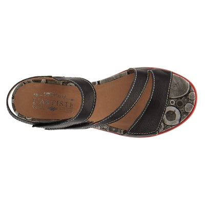 L�Artiste by Spring Step Women's Elona Sandal, Black, 5.5-6