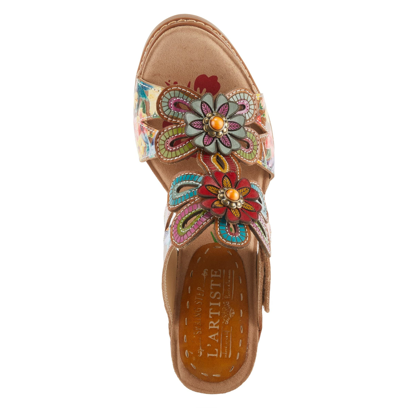 Spring Step L'Artiste Women's Gwena Slide High Heel Sandal Tan Multi EU 36 / US 5.5-6