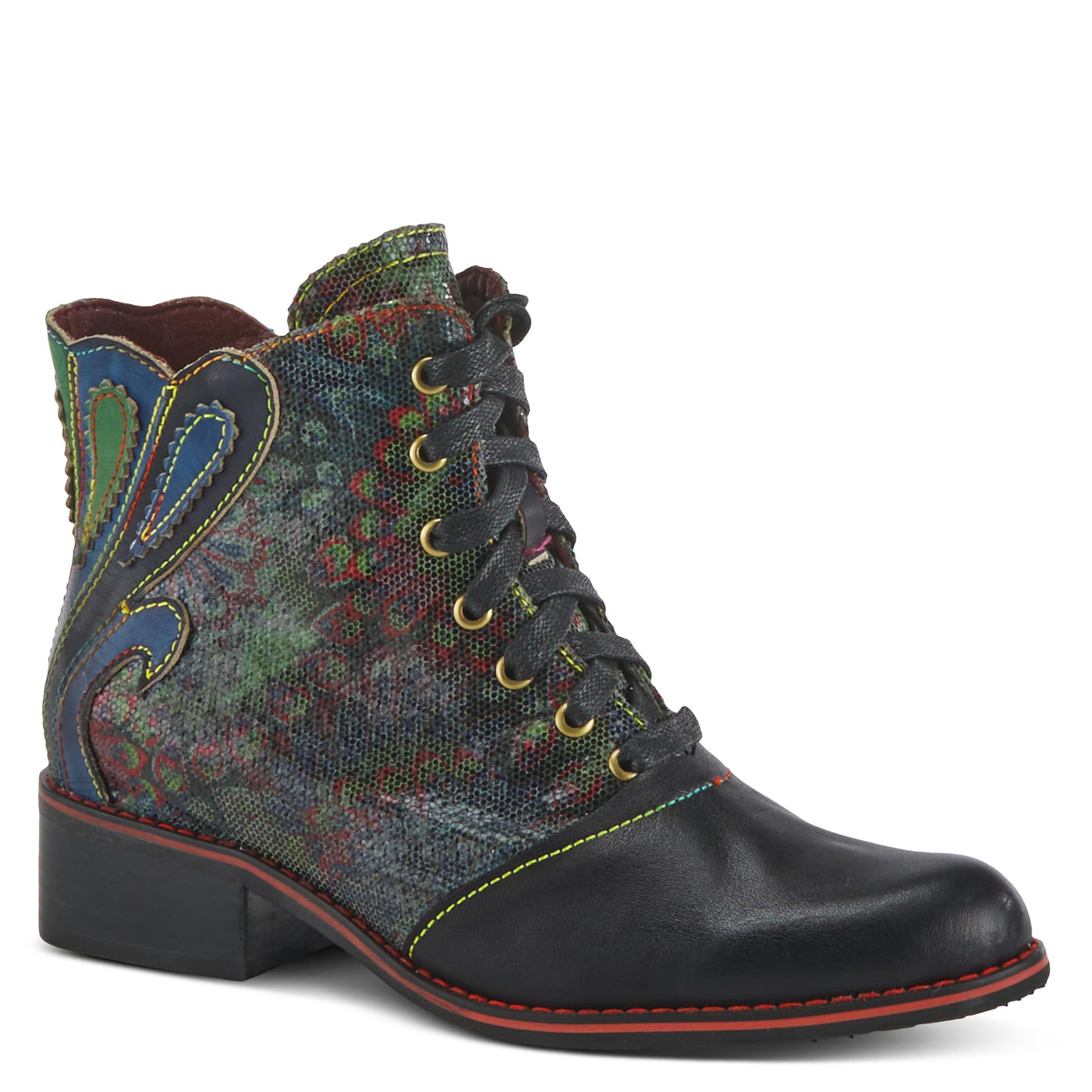 Spring Step L'Artiste Benatar Booties for Women - Ladies Western Bootie with Lace-Up and Zipper - Fasionable Ankle Boots for Womens - Brown Multi EU 39 / US 8.5