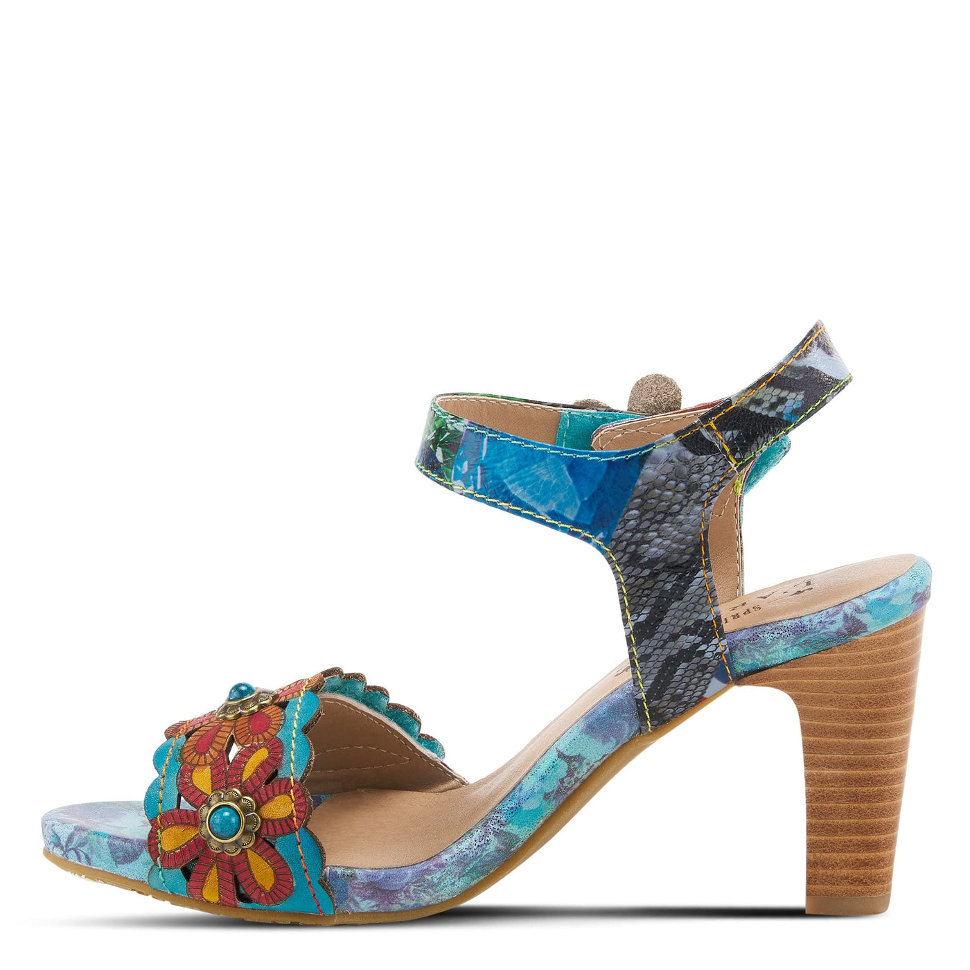 Spring Step L'Artiste Women's Gardena Quarter Strap Sandal Blue Multi EU 41 / US 9.5-10