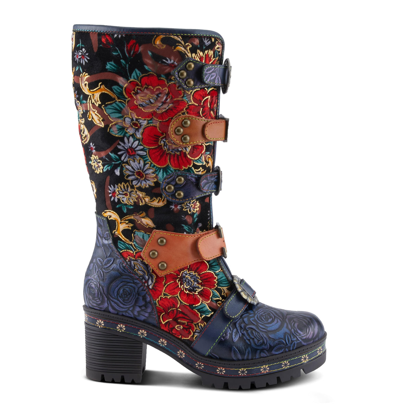 Spring Step L'Artiste Brazen Women's Mid-Shaft Boot - Versatile Chic, Bold & Stylish, Comfortable Ankle Boots Navy Multi EU 38/ US 7.5-8