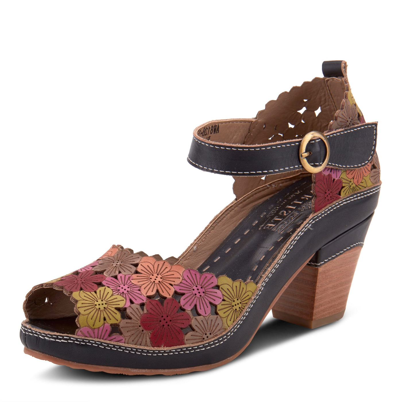 Spring Step L'Artiste Women's Avnia Ankle Strap Shoe Black Multi EU 38 / US 7.5-8