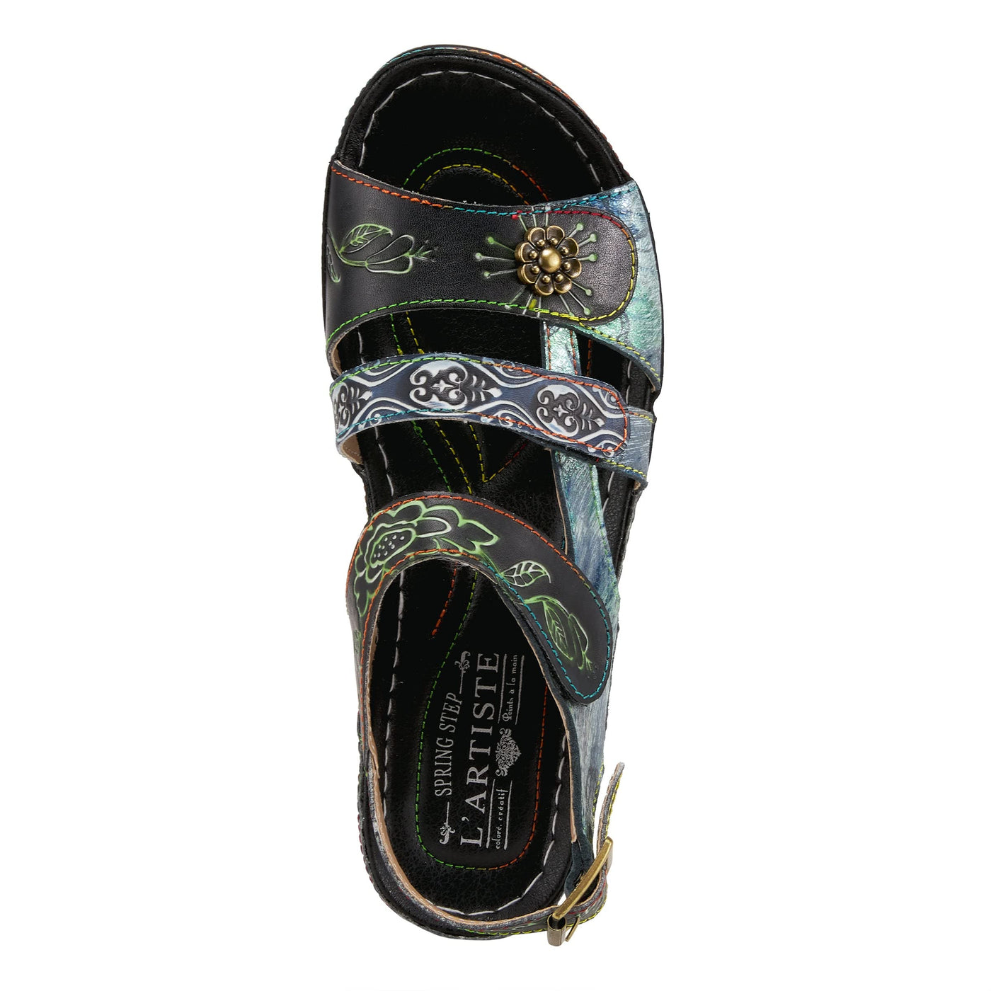 L�Artiste by Spring Step Women's Sumacah-bm Slide Sandal, Black/Multi, 41 EU/9.5-10 M US