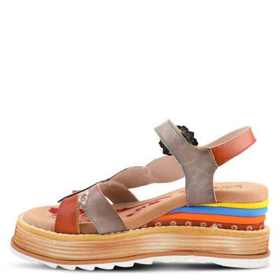 Spring Step L'Artiste Women's Irvetta Wedge Sandal Camel Multi