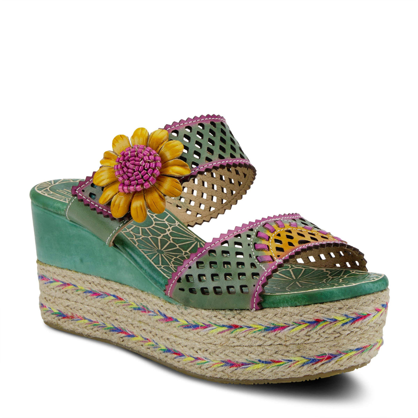 L'Artiste by Spring Step Virgie Mint Green Multi Leather 38 (US Women's 7.5-8) M