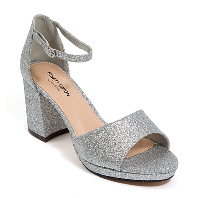 Ninety Union Jazzy Glitzy Open Till Close Back Sandal, Silver, 11