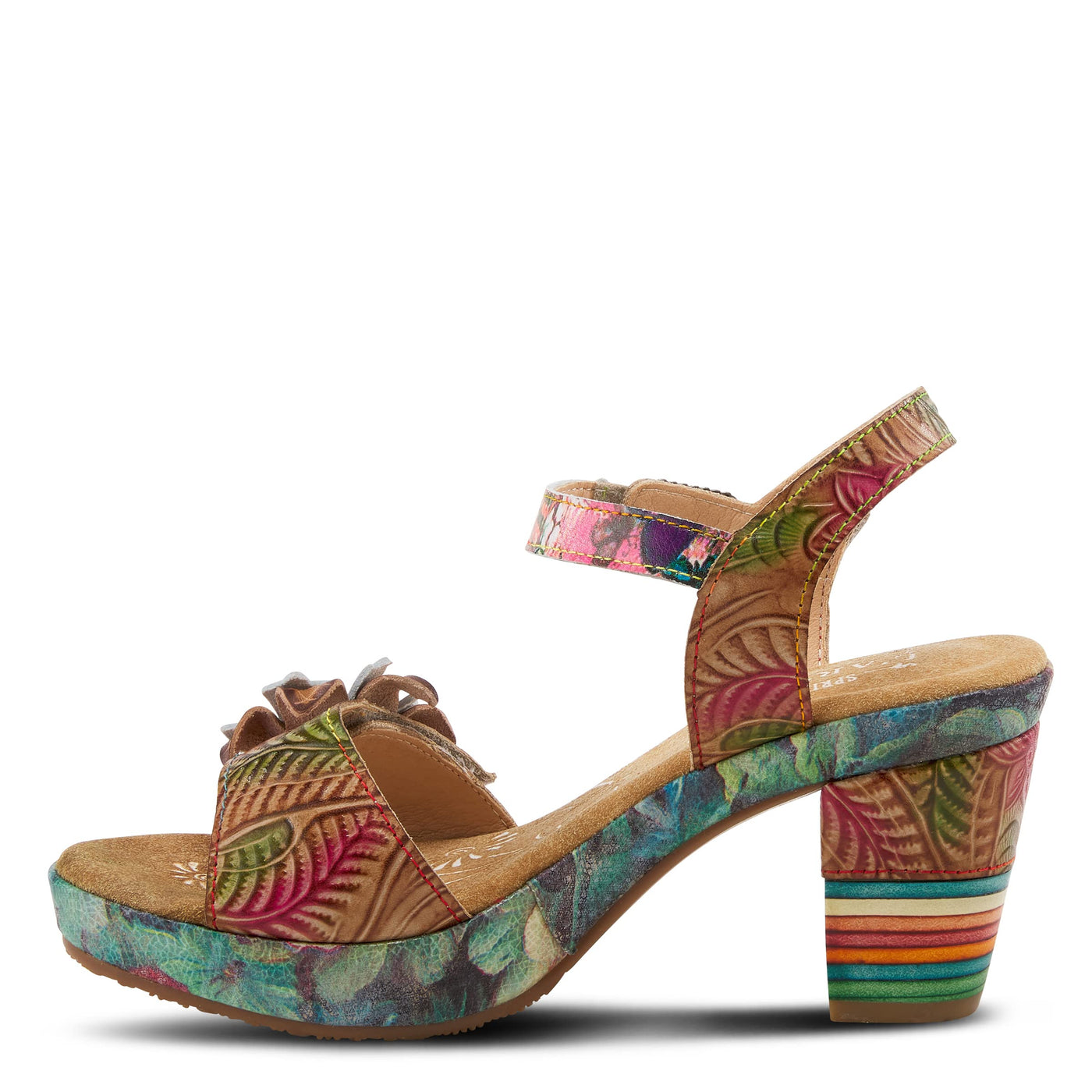 Spring Step L'Artiste Women's Leilanie Quarter Strap Sandal Tan Multi EU 35 / US 5